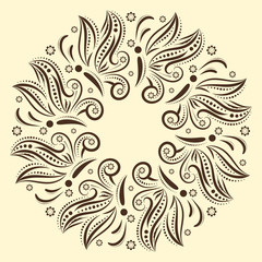 Vector monochrome mandala with stylized butterflies. Decorative ornamental round element in boho style. Design for patterns, cards, invitations, tattoos
