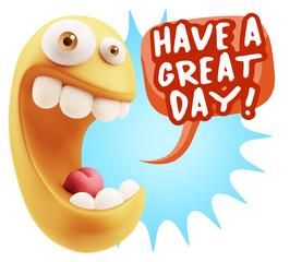 3d Rendering Smile Character Emoticon Expression saying Have A G