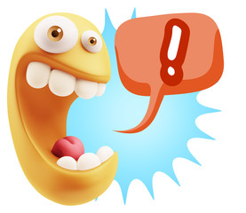 Obraz premium 3d Rendering Smile Character Emoticon Expression saying ! with C