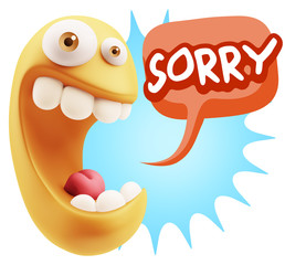 3d Illustration Laughing Character Emoji Expression saying Sorry