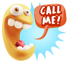 3d Illustration Laughing Character Emoji Expression saying Call
