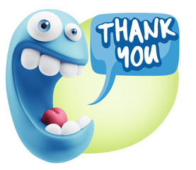 3d Illustration Laughing Character Emoji Expression saying Thank