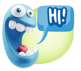 3d Illustration Laughing Character Emoji Expression saying Hi wi