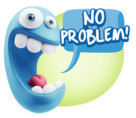 3d Rendering Smile Character Emoticon Expression saying No Probl