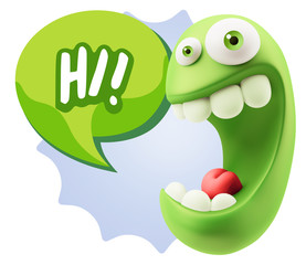 3d Illustration Laughing Character Emoji Expression saying Hi wi