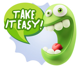3d Illustration Laughing Character Emoji Expression saying Take