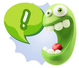 3d Rendering Smile Character Emoticon Expression saying ! with C