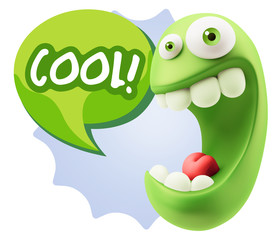 3d Illustration Laughing Character Emoji Expression saying Cool