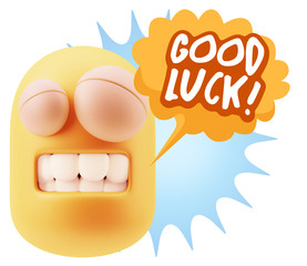 3d Illustration Laughing Character Emoji Expression saying Good