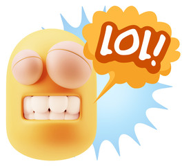 3d Illustration Laughing Character Emoji Expression saying Lol w