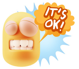 3d Illustration Laughing Character Emoji Expression saying It's