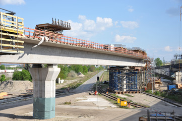 Brückenbau, Baustelle, Hochbrücke, Eisenbahnbrücke, Beton, Bauwerk, Verkehrswege, Viadukt,...