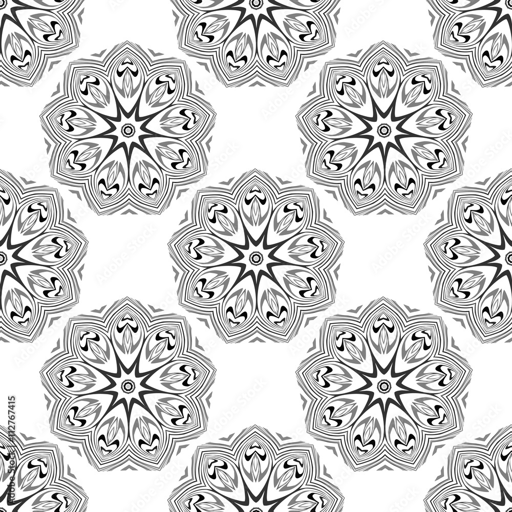 Aufkleber vector seamless pattern. floral stylish background. monochrome repeating texture with linear geometr