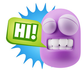 3d Illustration Laughing Character Emoji Expression saying Hi wi