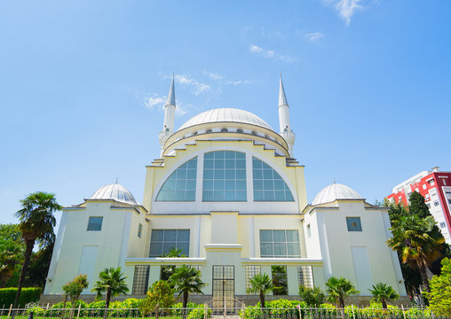 The Ebu Bekr Mosque in Shkodra. Shkodra is one of the oldest and most historic places in Albania, as well as an important cultural and economic centre.