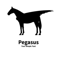 Vector illustration Pegasus silhouette standing straight