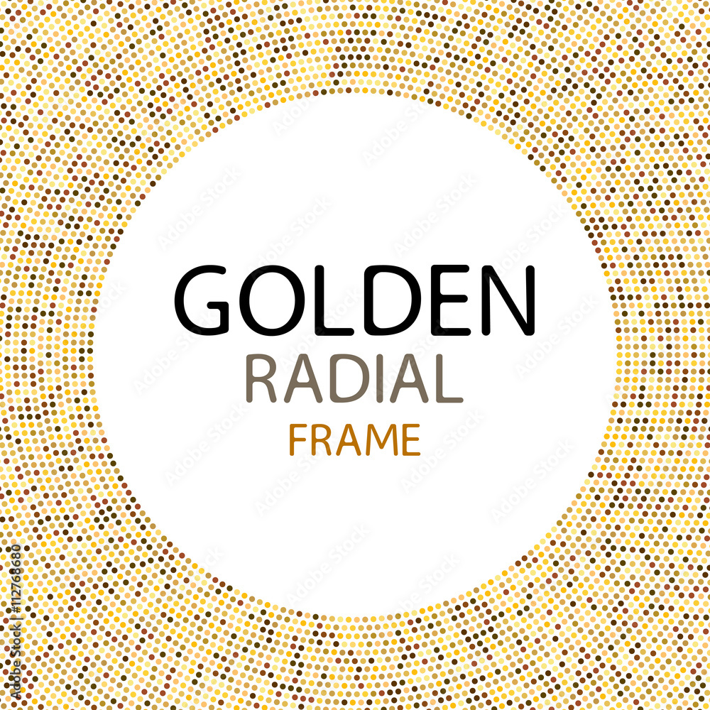 Poster vector gold disco lights frame or spangles round frame with empty center for text. gold circle made 