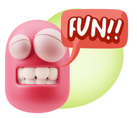 3d Illustration Laughing Character Emoji Expression saying Fun w