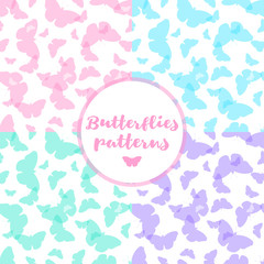 Set of seamless patterns with butterflies