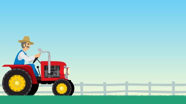 Tractor Cycle: Looping animation of tractor driving around farm.
