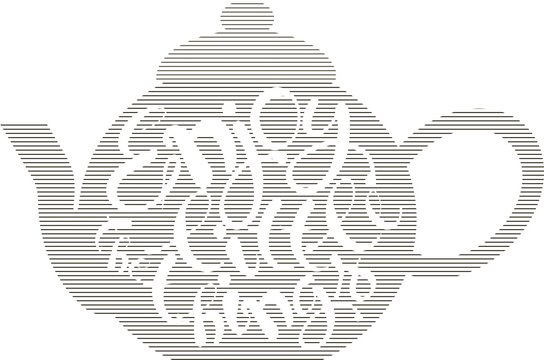 Fototapeta Typography banner Enjoy the little things. White lettering on striped teapot, hand drawing on white, vector illustration