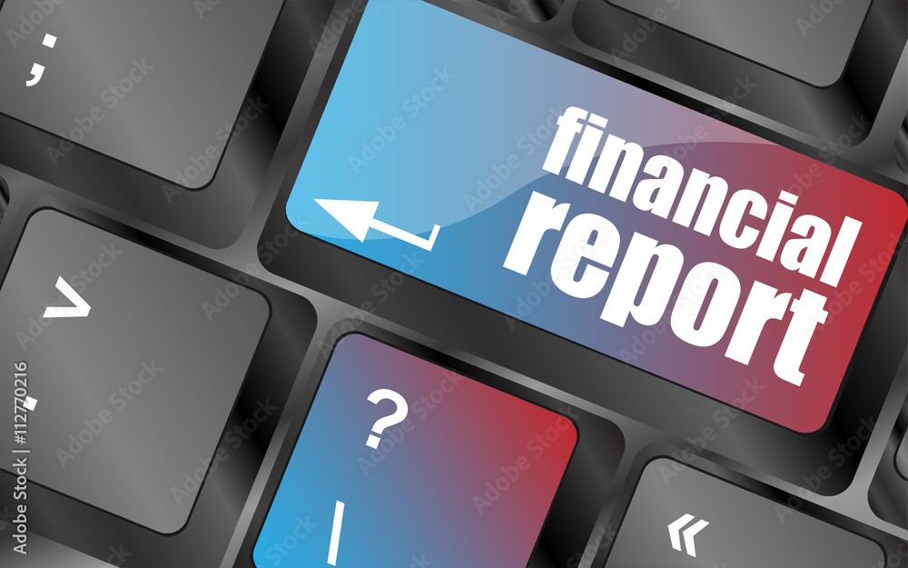 Poster keyboard key with financial report button vector . keyboard keys, keyboard button, keyboard icon