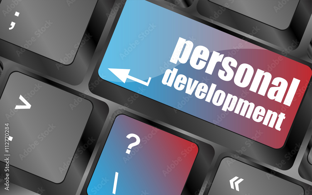 Poster keyboard key with enter button personal development vector . keyboard keys, keyboard button, keyboar