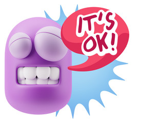 3d Illustration Laughing Character Emoji Expression saying It's