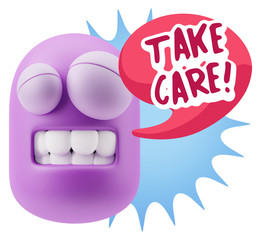 3d Illustration Laughing Character Emoji Expression saying Take