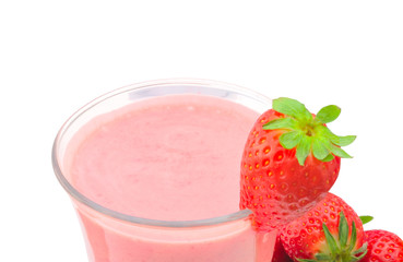 Strawberry smoothie isolated on white background
