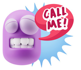 3d Illustration Laughing Character Emoji Expression saying Call