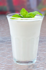 Glass of greek yogurt