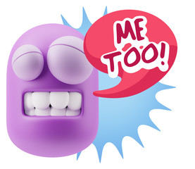 3d Illustration Laughing Character Emoji Expression saying Me To