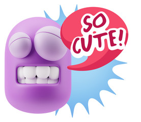 3d Illustration Laughing Character Emoji Expression saying So Cu