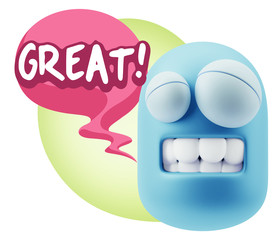 3d Illustration Laughing Character Emoji Expression saying Great