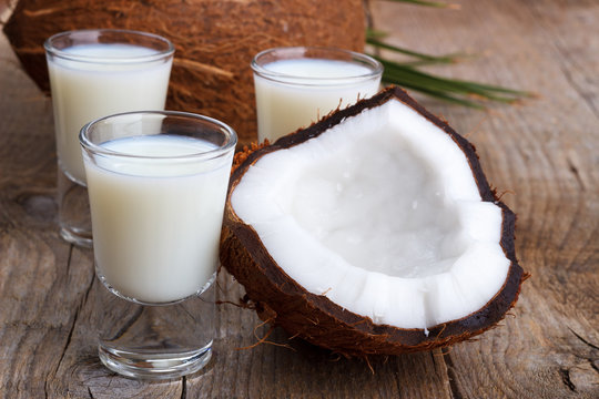 Coconut milk and shells
