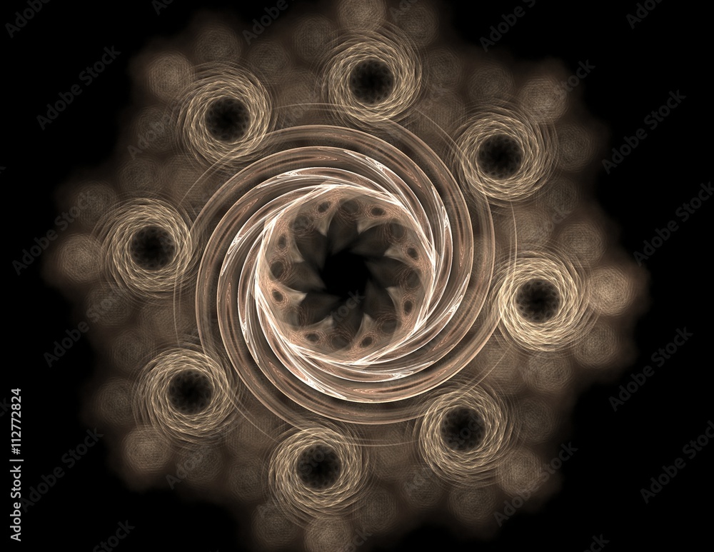 Aufkleber particles of abstract fractal forms on the subject of nuclear physics science and graphic design. ge