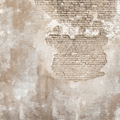 abandoned grunge cracked brick stucco wall background - 112773261
