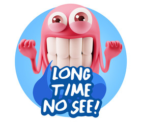 3d Illustration Laughing Character Emoji Expression saying Long