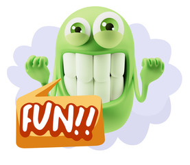 3d Illustration Laughing Character Emoji Expression saying Fun w
