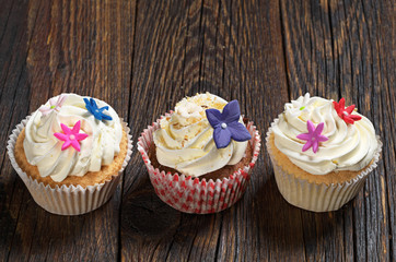 Cupcakes with white cream