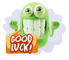 3d Illustration Laughing Character Emoji Expression saying Good