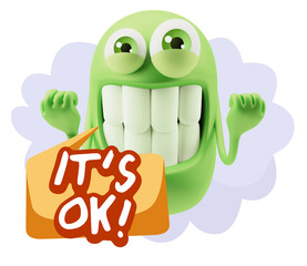 3d Illustration Laughing Character Emoji Expression saying It's