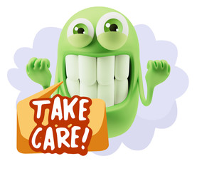 3d Illustration Laughing Character Emoji Expression saying Take