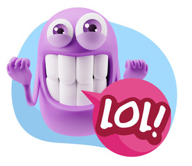 3d Illustration Laughing Character Emoji Expression saying Lol w