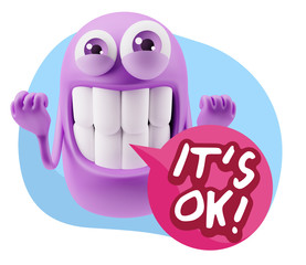 3d Illustration Laughing Character Emoji Expression saying It's