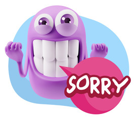 3d Illustration Laughing Character Emoji Expression saying Sorry