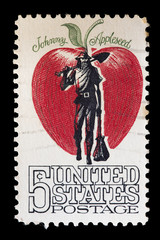 United States used postage stamp showing the pioneer Johnny Appleseed