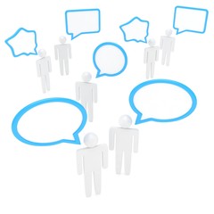 people with talk bubbles isolated over a white background. 3d rendering.