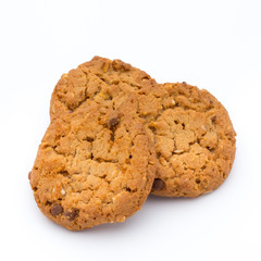Oatmeal cookies with isolated background.